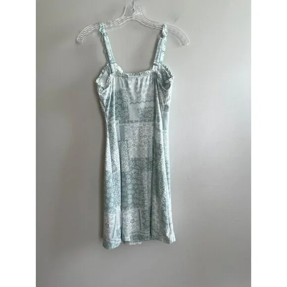 No Boundaries Sleeveless Milkmaid Dress Juniors S Green Patchwork Floral - Picture 3 of 6